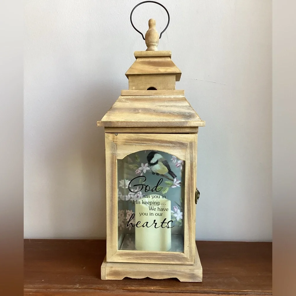 Wooden Lantern with glass panels & door